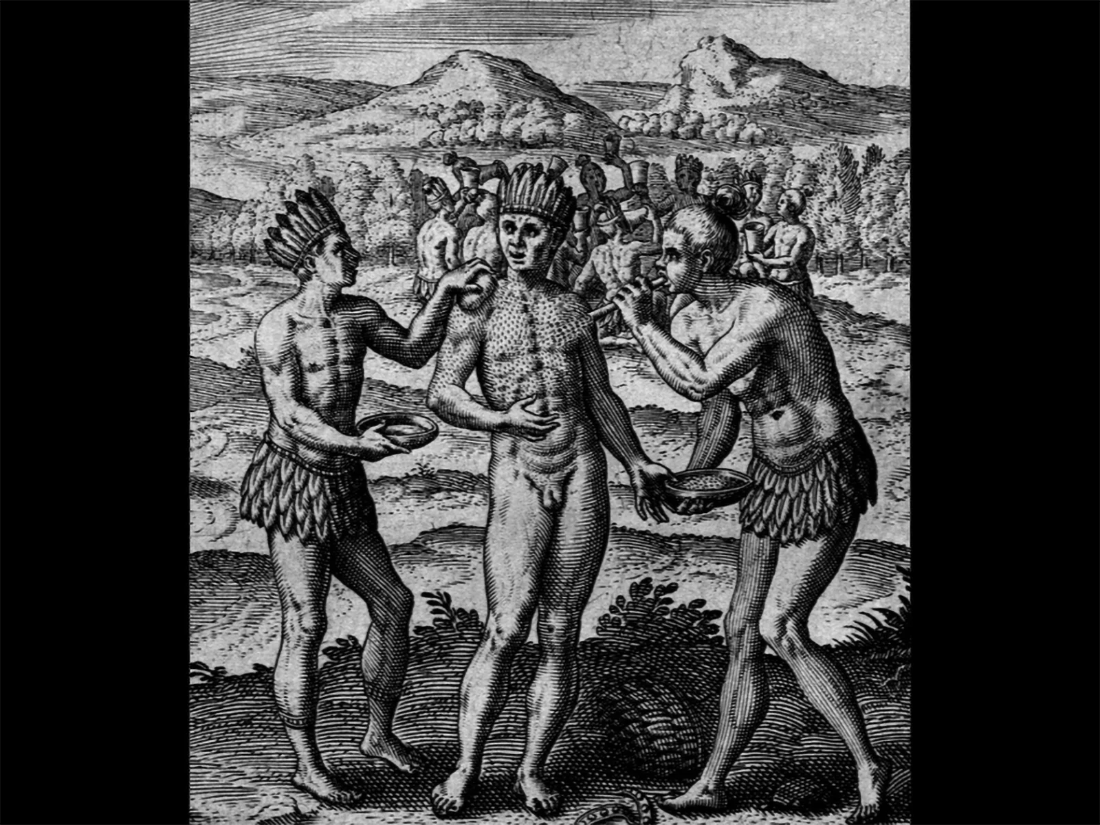 Historical depiction of the gilded chief ceremony associated with El Dorado